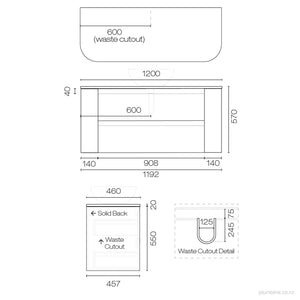 Stanza Curve Opaco 1200 2 Drawer Vanity