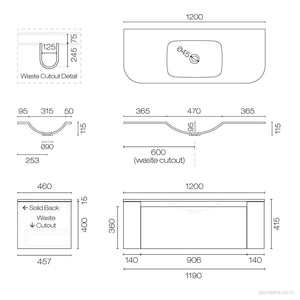 Stanza Curve Spio 1200 1 Drawer Vanity