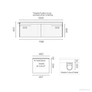 Strata Legno 1200 2 Drawer Single Vanity