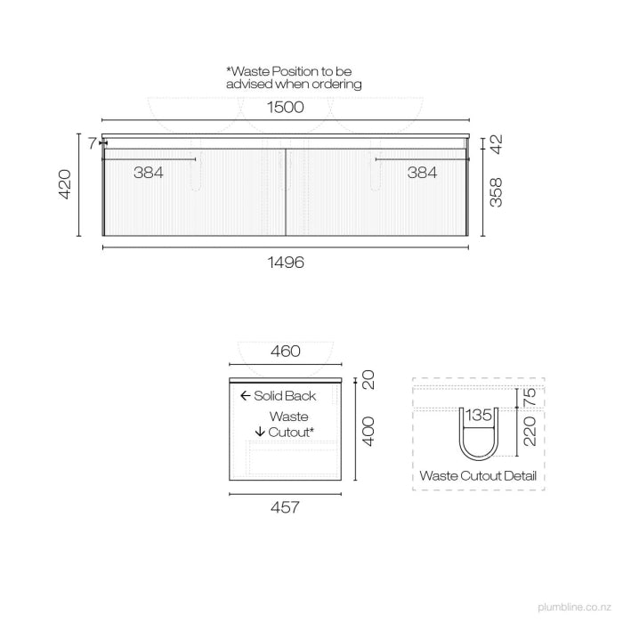 Strata Opaco 1500 2 Drawer Vanity