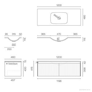 Strata Spio 1200 2 Drawer Vanity Centre Basin