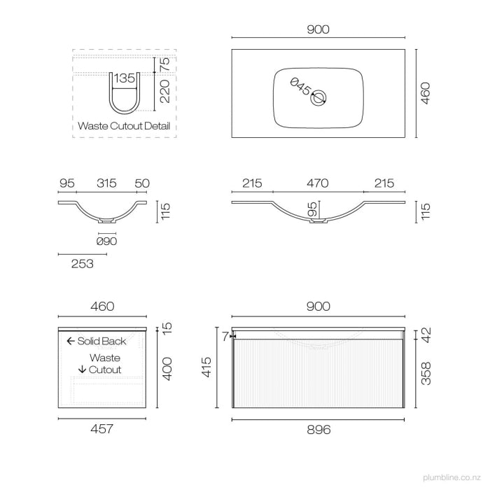 Strata Spio 900 1 Drawer Vanity