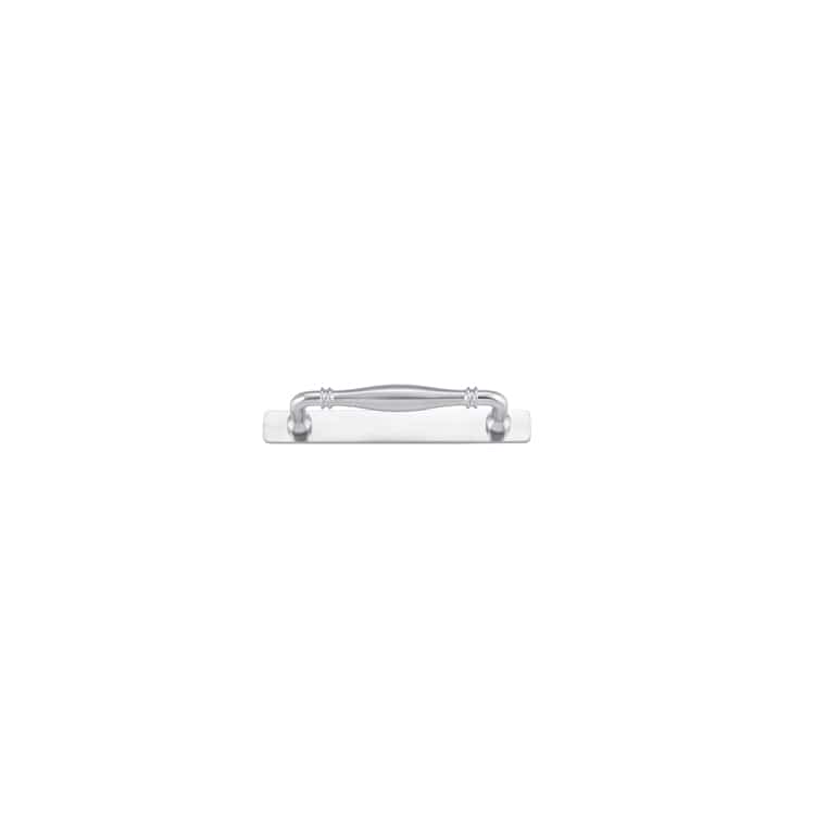 Iver Handles Iver Sarlat Cabinet Pull with Backplate | Brushed Chrome |  128mm