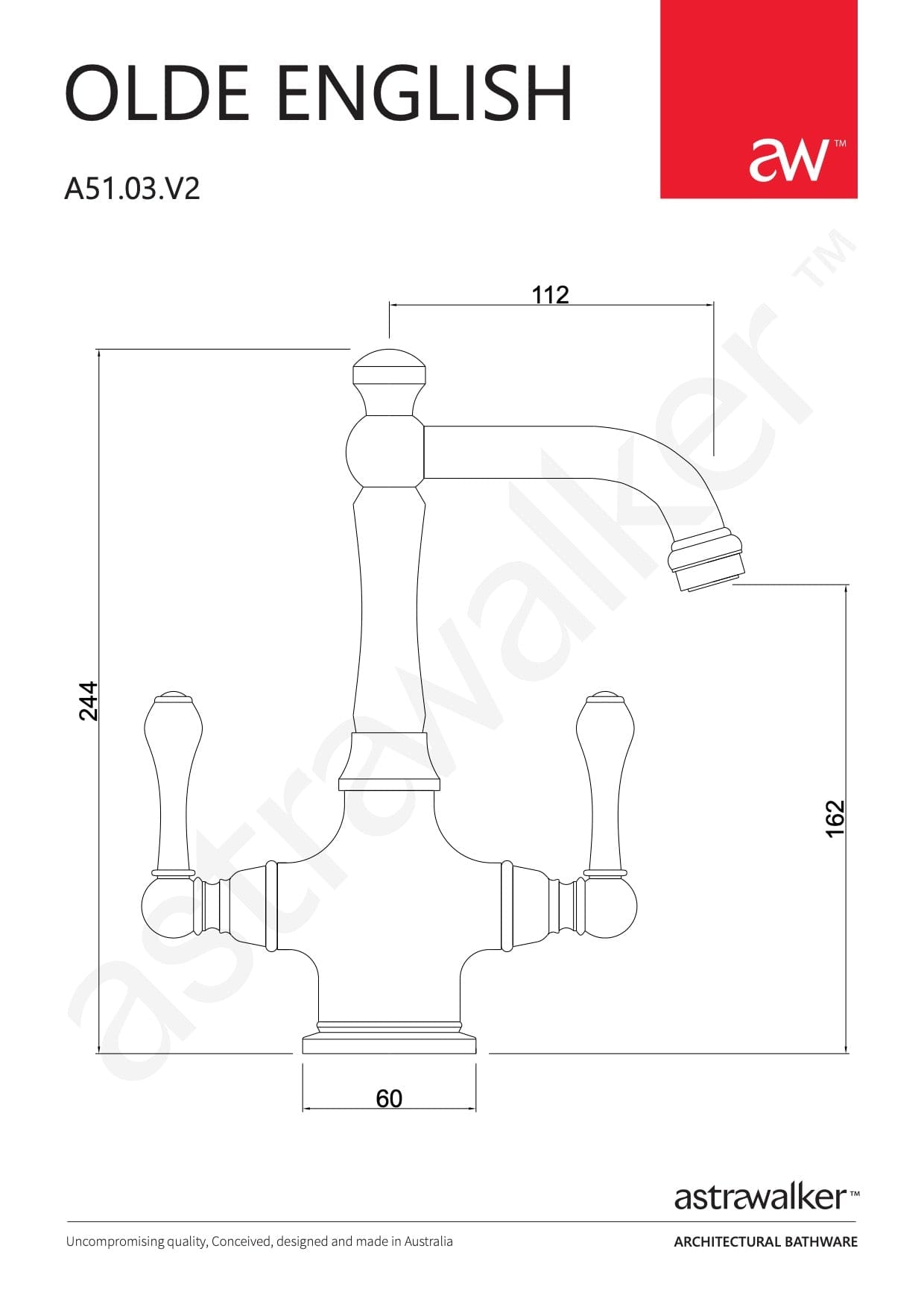 Astra Walker Basin Taps Astra Walker Olde English Stanmore Basin Mixer