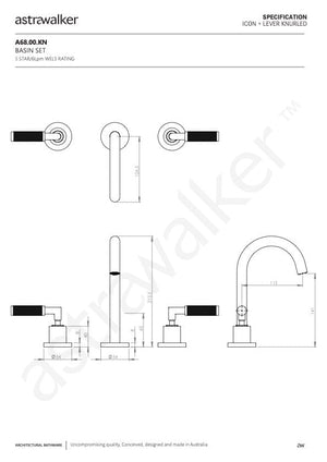 Astra Walker Basin Taps Astra Walker Knurled Icon + Lever Gooseneck Basin Set with 115mm Spout