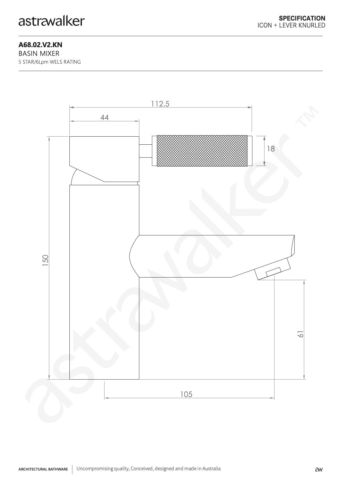 Astra Walker Basin Taps Astra Walker Knurled Icon + Lever Straight Basin Mixer