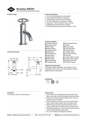 The Watermark Collection Basin Taps Polished Chrome The Watermark Collection Brooklyn Monoblock Basin Mixer