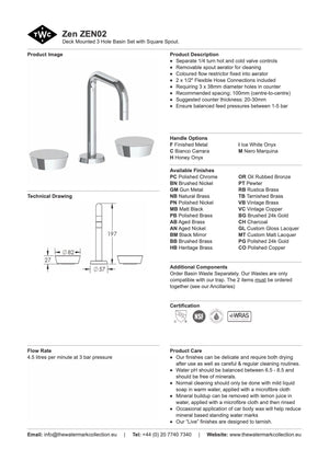 The Watermark Collection Basin Taps The Watermark Collection Zen 3 Hole Basin Set with Square Spout